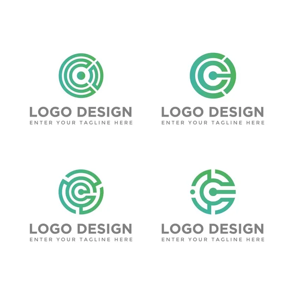 Набір Векторів Дизайну Логотипу Бізнес Технологій — стоковий вектор