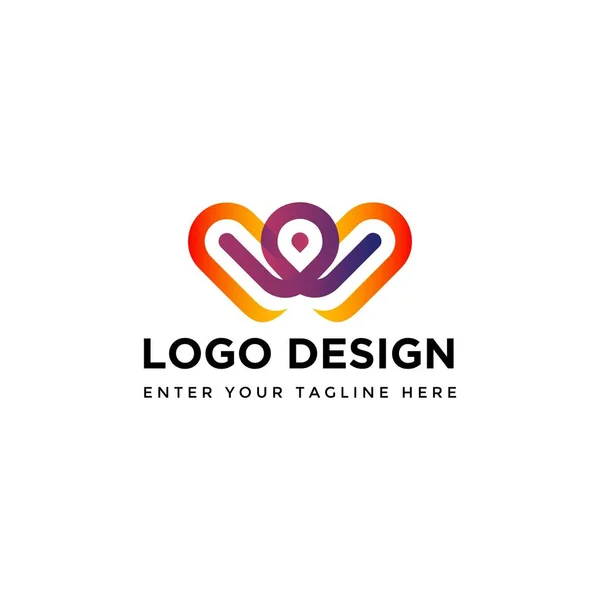Abstrakte Liebe Lotus Logo Design Vektor — Stockvektor