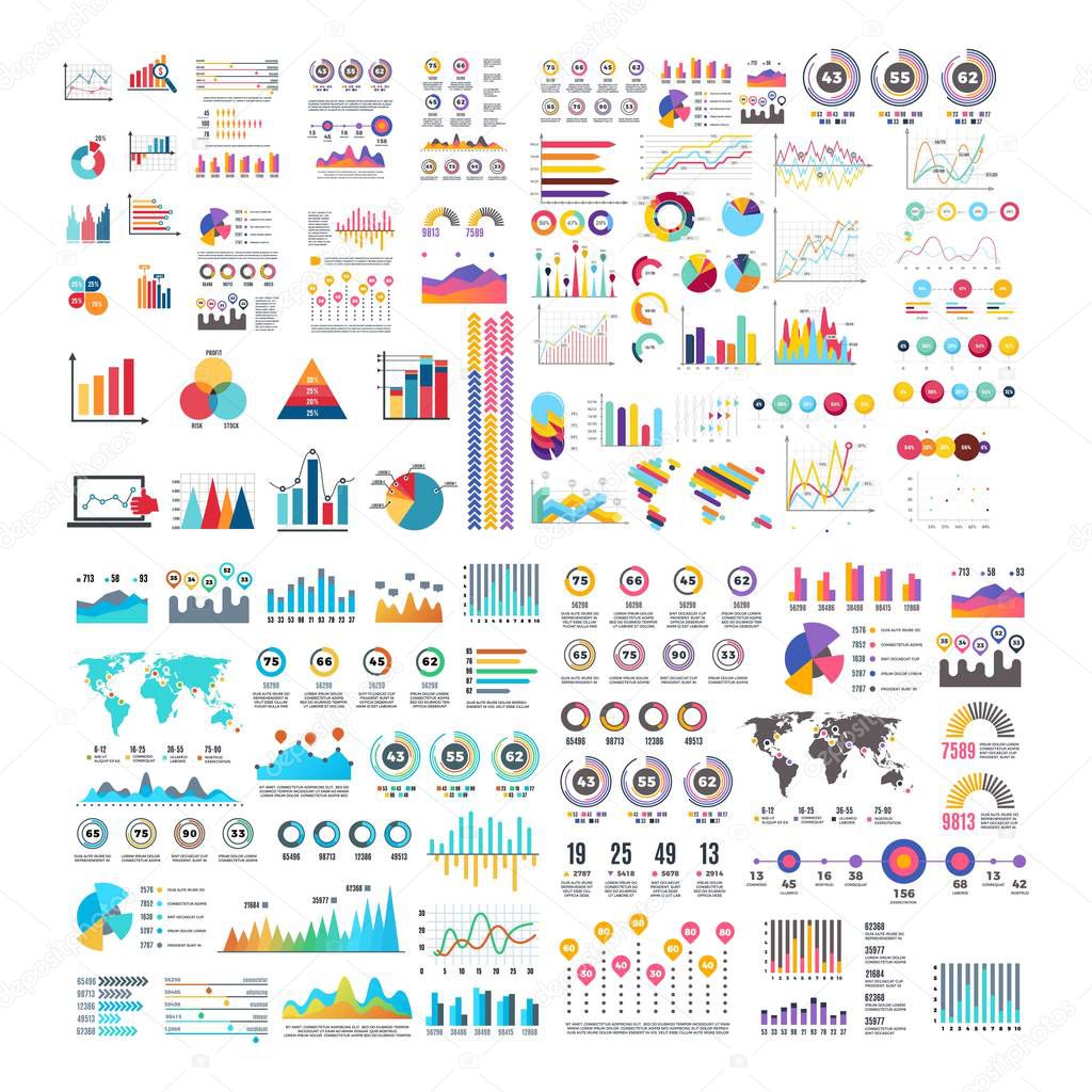 mega set business infographic element - logo design vector template