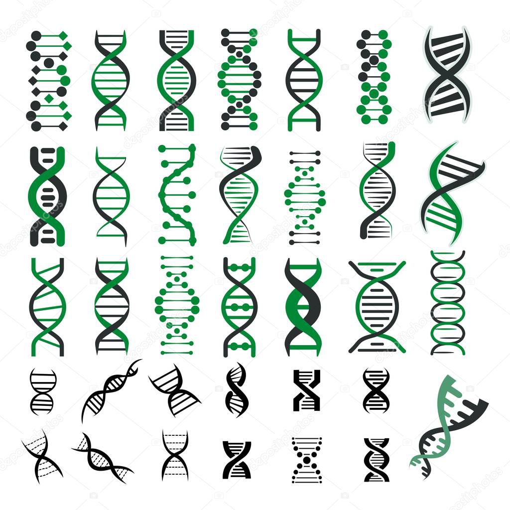 Set of dna helix logo design vector