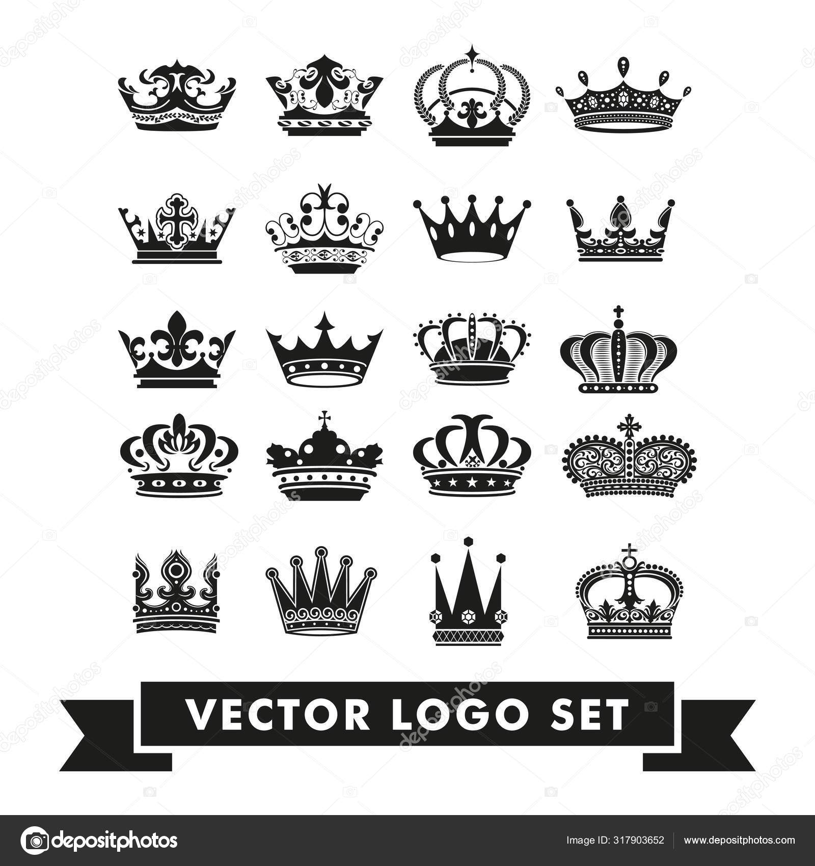 Set Royal Crown Logo Design Vector Template Stock Vector by ...