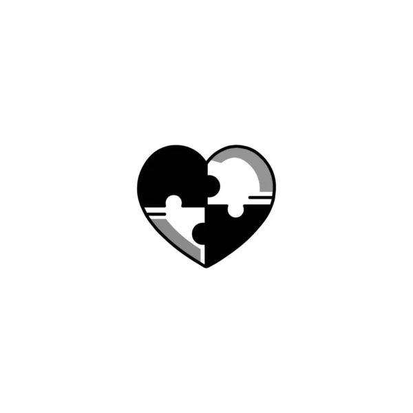 Miłość Austycyzm Puzzle Logo Projekt Wektor Szablon — Wektor stockowy