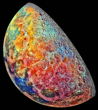 Bu sahte renk mozaiği, Nasa & # 39; 'un Galileo & # 39; görüntüleme sistemi tarafından üç spektral filtreden çekilen 53 görüntüden oluşan bir seriden inşa edilmiştir. Bu görüntünün unsurları Nasa tarafından desteklenmektedir