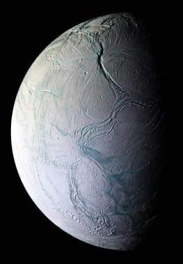 Satürn 'ün jeolojik olarak aktif olan bu uydusunun çarpıcı mozaiği. Bu görüntünün elementleri NASA tarafından desteklenmektedir.