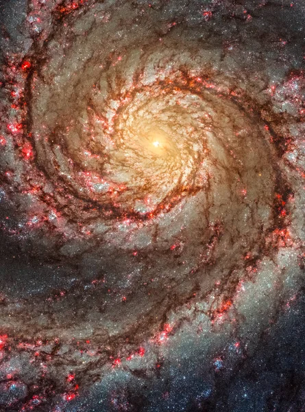 漩涡星系 Whirlpool Galaxy 也被称为弥赛亚51A Messier 51A 是一个与西弗特2活跃星系核相互作用的大设计螺旋星系 Nasa提供的此图像的元素 — 图库照片