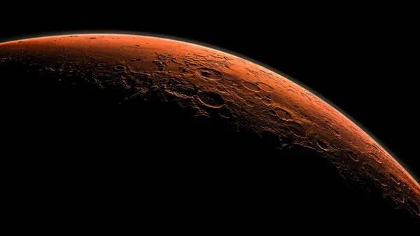 Esta Visão Gerada Por Computador Retrata Parte Marte Fronteira Entre — Fotografia de Stock