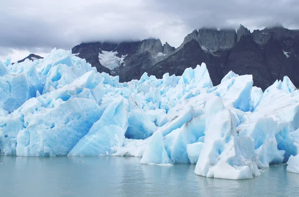 Glaciar Grey Frente Las Montañas Cuernos Del Paine Chile Elementos —  Fotos de Stock