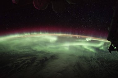 The Earths aurora was take on board the International Space Station on June 25, 2017. elements of this image furnished by nasa clipart
