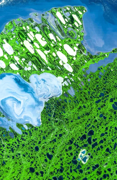 Teshekpuk Lake on Alaska's North Slope, within the National Petroleum Reserve. elements of this image furnished by nasa