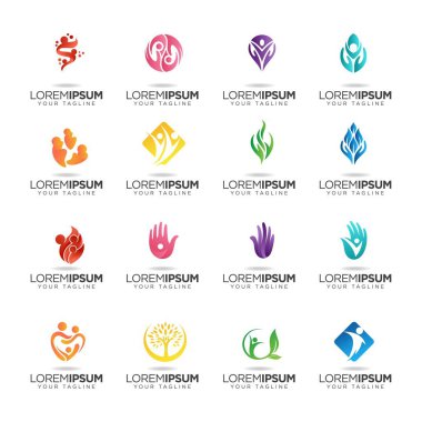 Soyut iş logosu tasarım elemanı, topluluk, gayrimenkul, doğa, sağlık - şablon