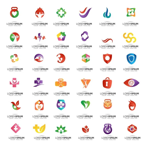 Joukko Abstrakteja Liiketoiminnan Logo Suunnittelu Vektori Elementti Yhteisö Kiinteistöt Luonto — vektorikuva