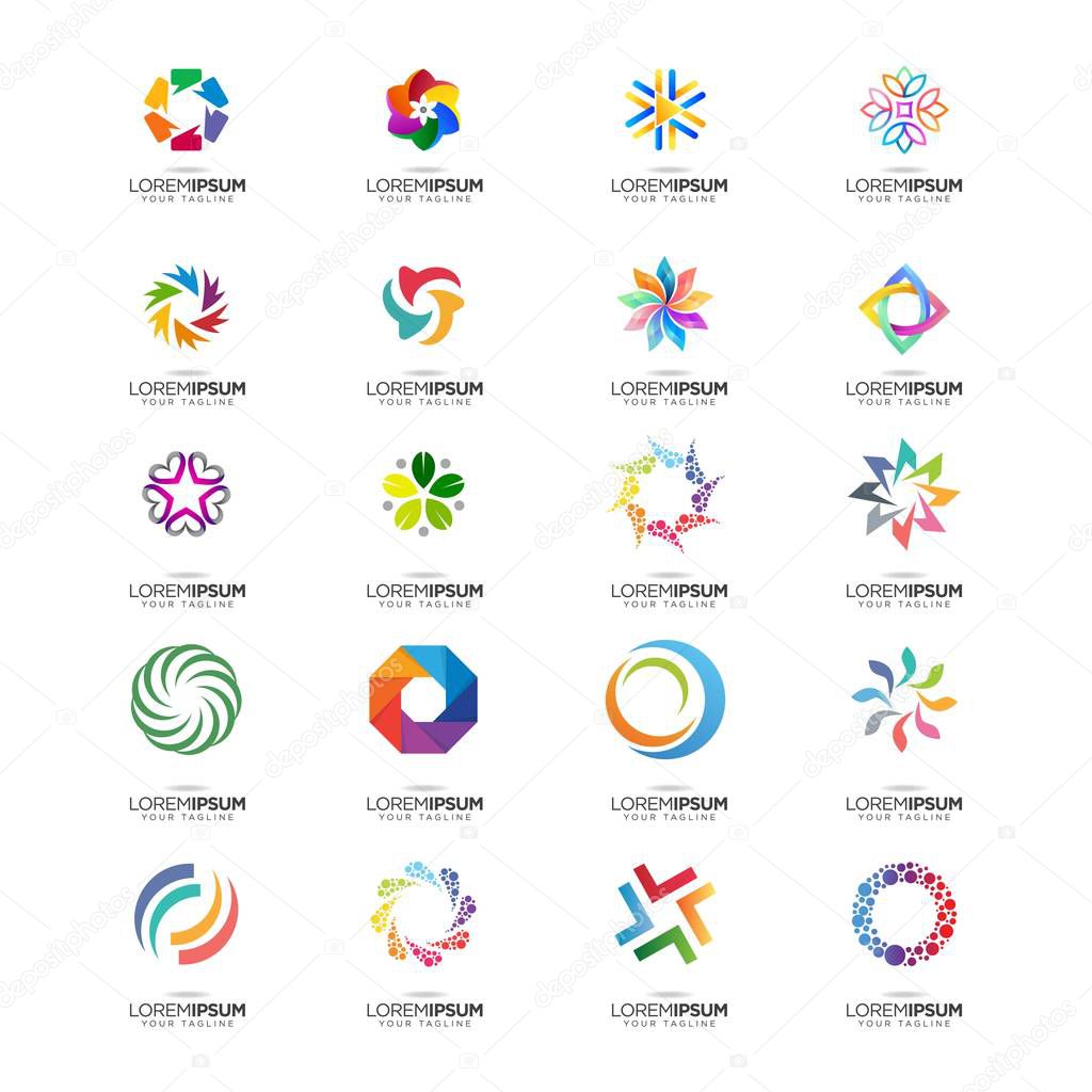 set of abstract business logo design vector element , community , real estate , nature , healthcare - template