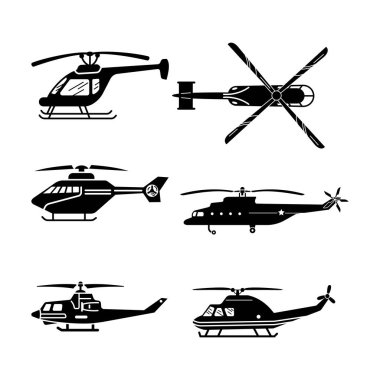 set of helicopter logo design vector