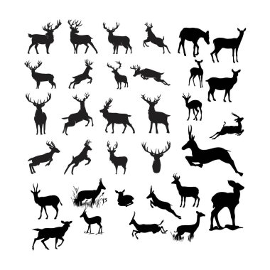 set of deer silhoutte logo design vector