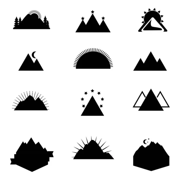 Conjunto Vetor Design Logotipo Montanha —  Vetores de Stock