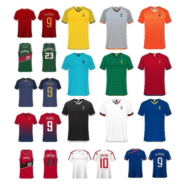 Conjunto Camisa Jersey Logotipo Vetor Design — Vetor de Stock