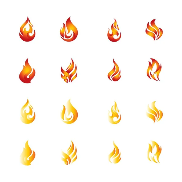 Set Fire Flame Logó Tervezési Vektor Sablonja — Stock Vector