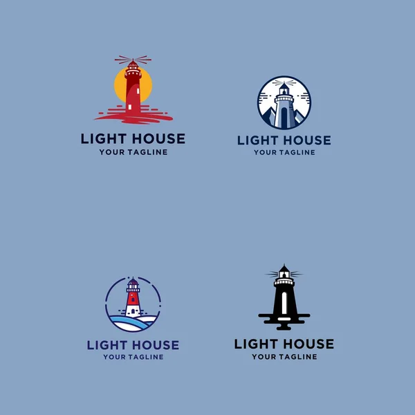set of light house logo design vector