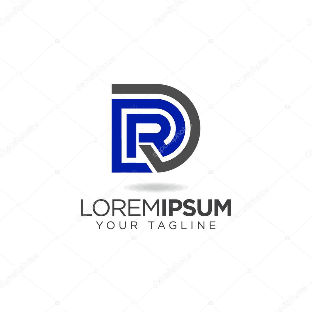 business technology digital DR RD letter logo design vector