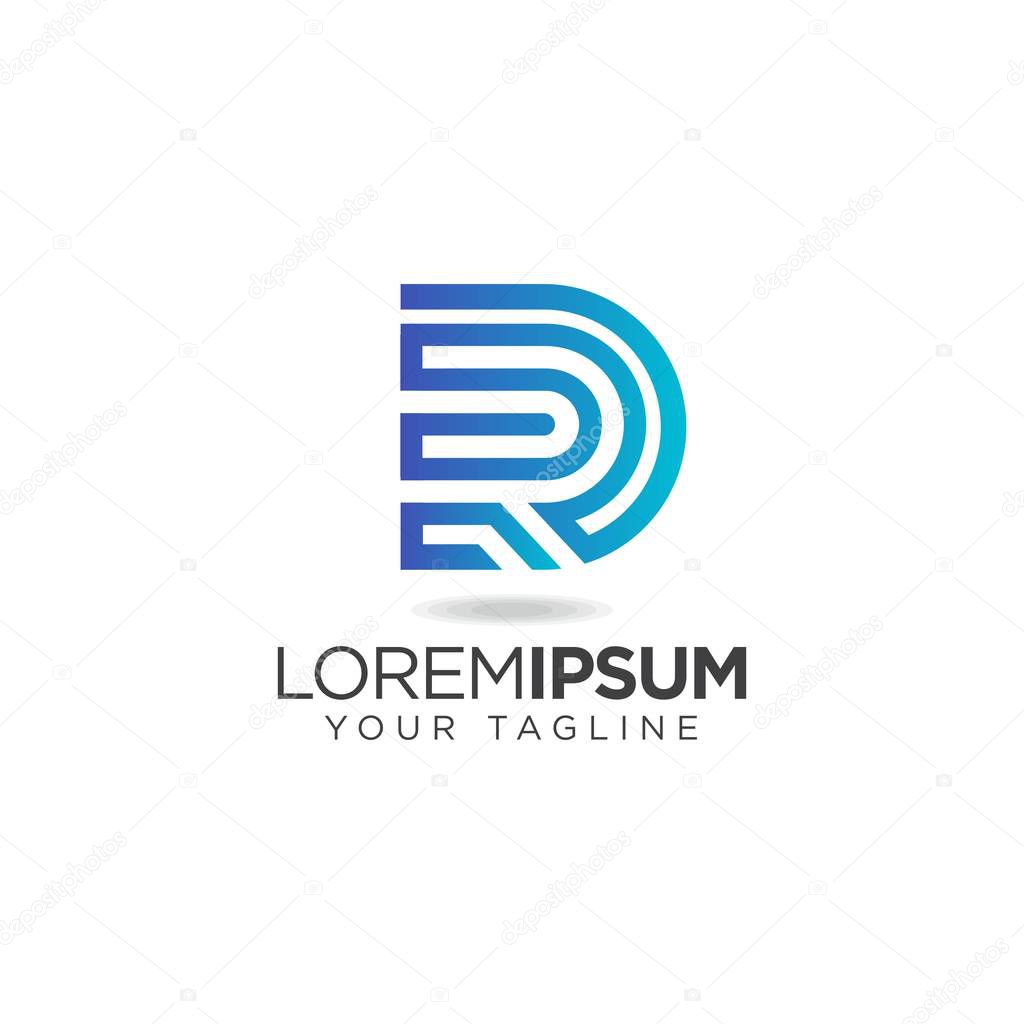 business technology digital DR RD letter logo design vector