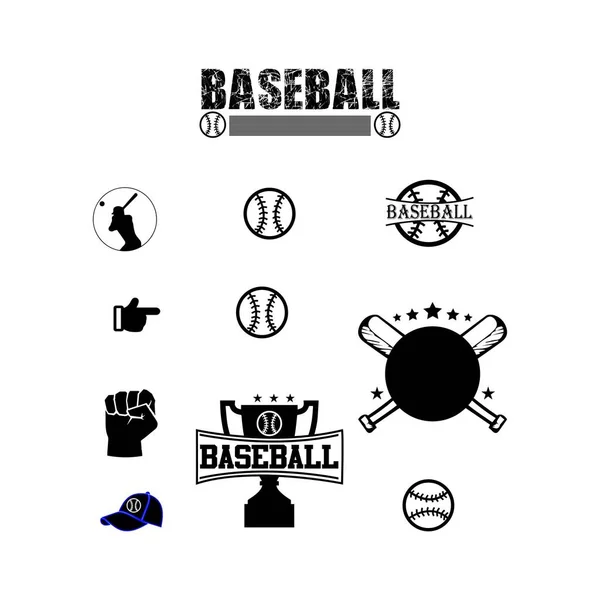 Conjunto Béisbol Icono Negocio Símbolo Logotipo Diseño Vector Plantilla — Vector de stock