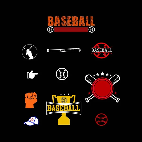 Набор Векторных Шаблонов Логотипа Символа Бейсбола — стоковый вектор