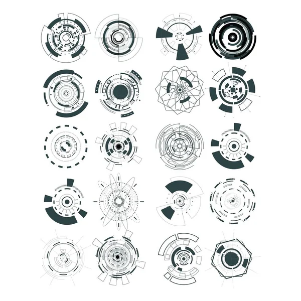 Szablon Wektora Projektu Logo Firmy Kolekcją Technologii Hud Circle — Wektor stockowy
