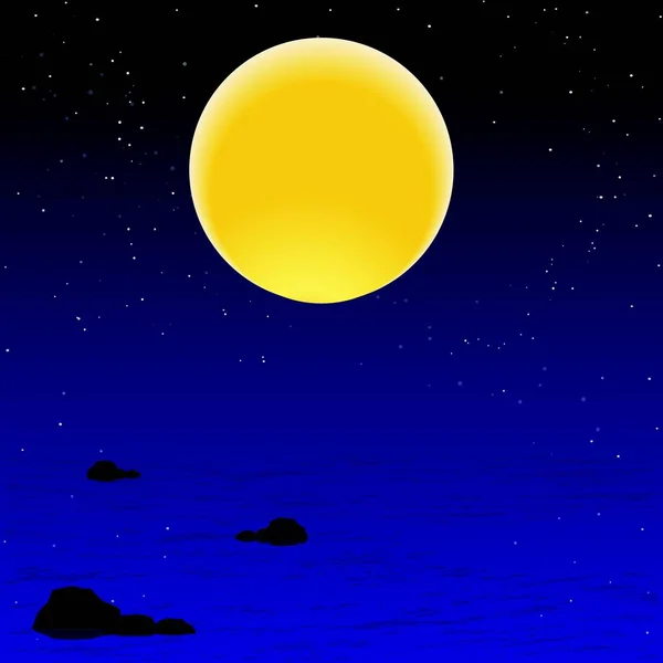 Красивая Ночь Лунным Фоном Векторный Шаблон Дизайна Логотипа — стоковый вектор