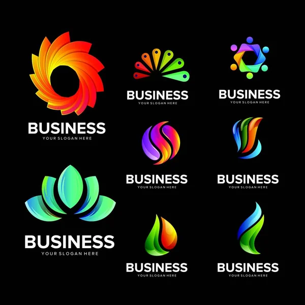 Conjunto Negócios Abstratos Modernos Criativos Tecnologia Logotipo Empresa Elemento Modelo — Vetor de Stock