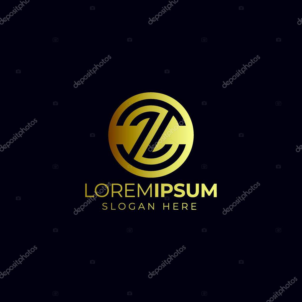 Z letter circle gold business logo design vector template