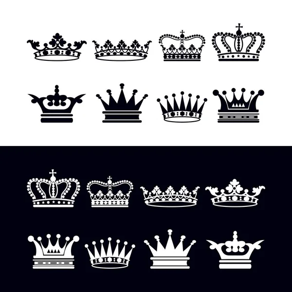 Набор Премиум Ретро Винтажная Корона Дизайн Логотипа Компании Векторный Шаблон — стоковый вектор