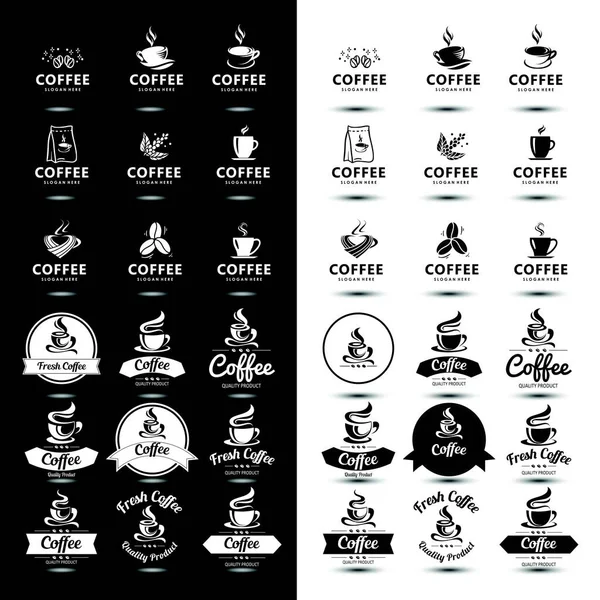Conjunto Café Modelo Vetor Design Logotipo Negócio Alimentos Bebidas — Vetor de Stock