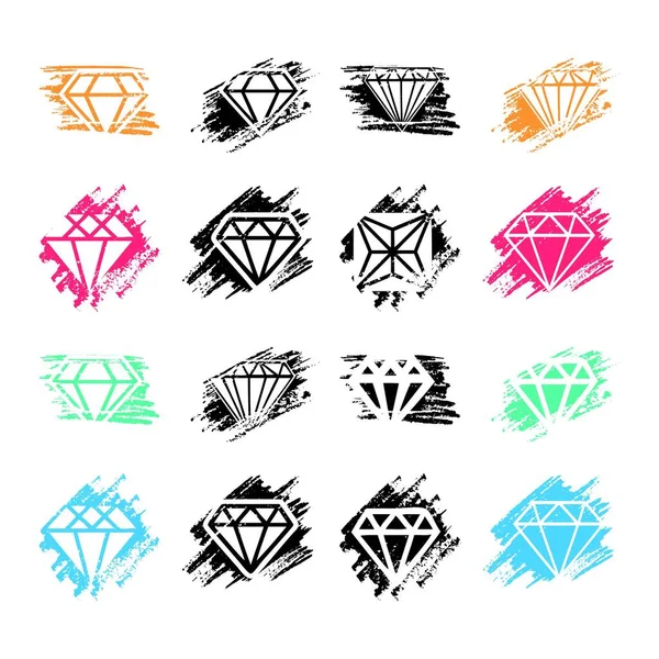 抽象的なダイヤモンドビジネスロゴデザインベクトルテンプレートのセット — ストックベクタ