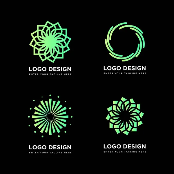 Conjunto Abstracto Círculo Naturaleza Floral Negocio Logo Diseño Vector Plantilla — Archivo Imágenes Vectoriales