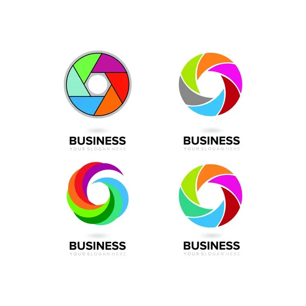 Set Van Abstract Business Logo Ontwerp Vector Template Element Camera — Stockvector