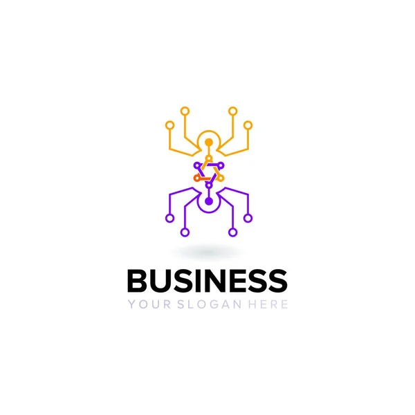 Spinne Technologie Business Logo Design Vektor Vorlage — Stockvektor