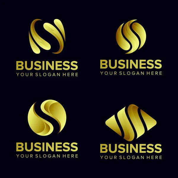 Set Abstract Letter Gold Business Logo Design Vector Template Element — 图库矢量图片