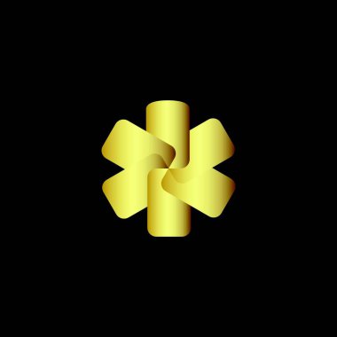 Daire şeklinde siluet sağlık hizmeti logosu tasarım vektörü altın şablonu