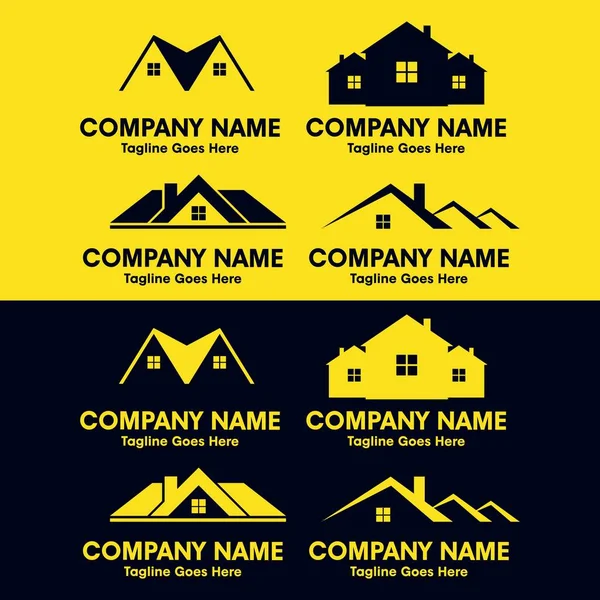 Набір Будинку Покрівельний Бізнес Дизайн Логотипу Нерухомості Векторний Шаблон — стоковий вектор