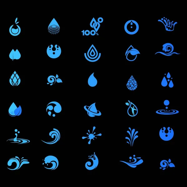 Conjunto Diseño Abstracto Del Logotipo Del Negocio Del Agua Vector — Archivo Imágenes Vectoriales