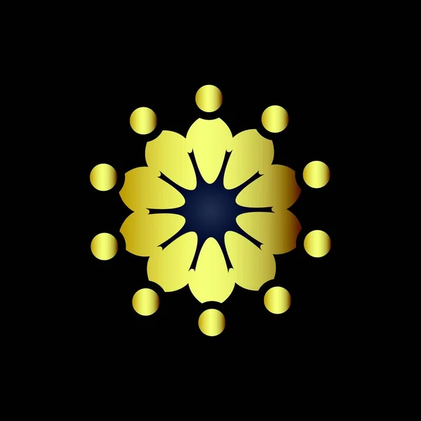 Círculo Silhoutte Personas Negocio Logo Diseño Vector Plantilla Oro — Archivo Imágenes Vectoriales