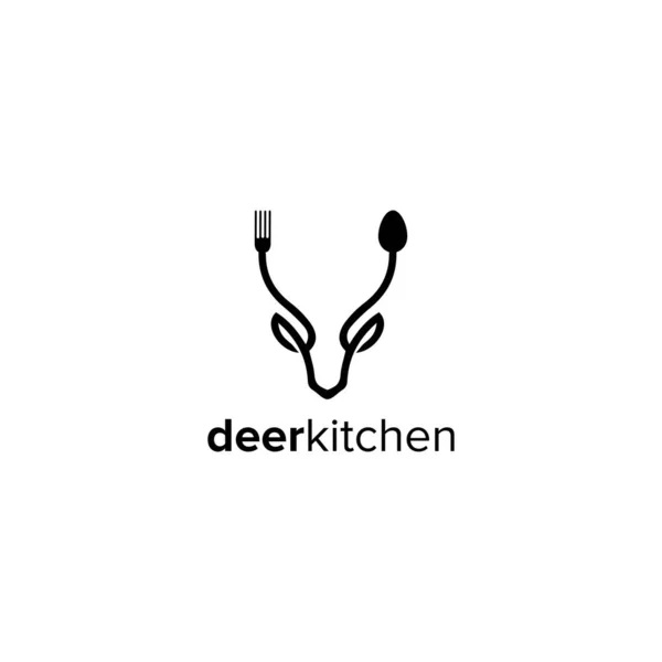 鹿の頭キッチンビジネスロゴデザインベクトルテンプレート — ストックベクタ