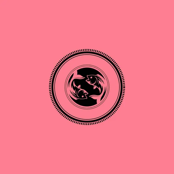 Soyut Balık Yin Yang Logosu Tasarım Vektörü Şablonu — Stok Vektör