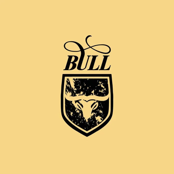 盾ビジネスロゴデザインベクトルテンプレート付き抽象牛 — ストックベクタ