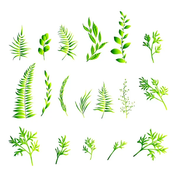 Набор Векторов Дизайна Бизнес Логотипа Leaf Green Handraw — стоковый вектор