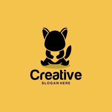 Şirin kedi iş logosu tasarım vektör şablonu