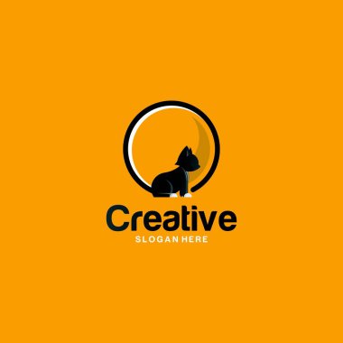 yaratıcı siyah şirin kedi iş logosu tasarım vektör şablonu