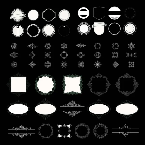 Ensemble Insignes Rétro Anciens Qualité Supérieure Ornement Cadre Modèle Vectoriel — Image vectorielle