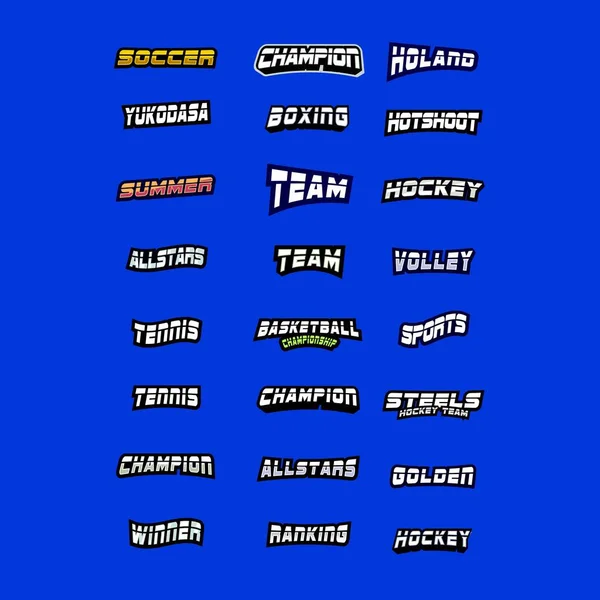Набор Спортивных Текстов Современный Вектор Дизайна Бизнес Логотипа — стоковый вектор
