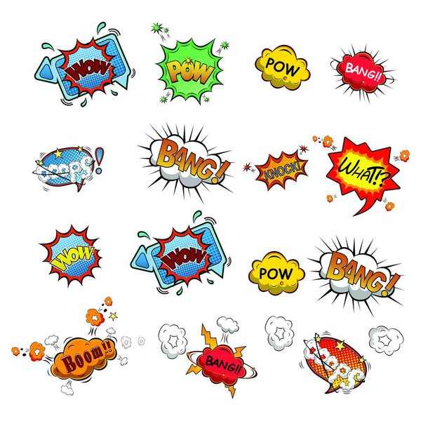 set of bubble chat cartoon cosmic business logo design vector template